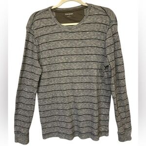 Banana Republic Men's Long Sleeve Shirt Large‎ Gray Striped Casual Lightweight